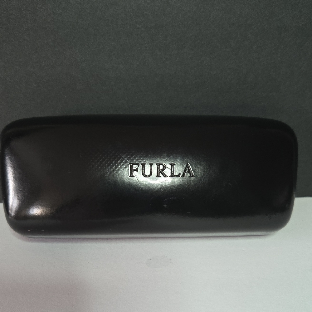 Furla Hard Sided Glossy Black Hinged Closure Sunglasses Eyeglass Case